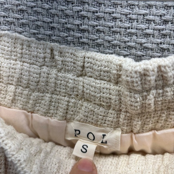 POL Two Piece Cream Knit Vest Shorts Women Small- Tweed Beach Boho Quiet Luxury - Picture 12 of 16